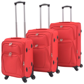 vidaXL 3dílná souprava měkkých kufrů na kolečkách, červená (91316)
