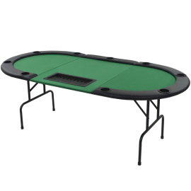 vidaXL Skládací pokerový stůl pro 9 hráčů 3 díly oválný zelený