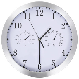 vidaXL Nástěnné hodiny strojek Quartz vlhkoměr a teploměr 30 cm bílé (50623)