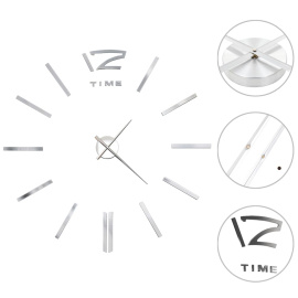 vidaXL 3D Nástěnné hodiny s moderním designem 100 cm XXL stříbrné (50637)