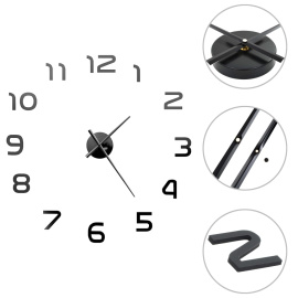 vidaXL 3D Nástěnné hodiny s moderním designem 100 cm XXL černé (50639)
