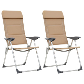 vidaXL Kempingové židle 2 ks krémové 58 x 69 x 111 cm hliník (44314)
