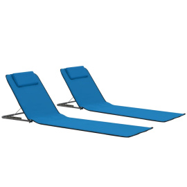 vidaXL Skládací plážové podložky 2 ks ocel a látka modré