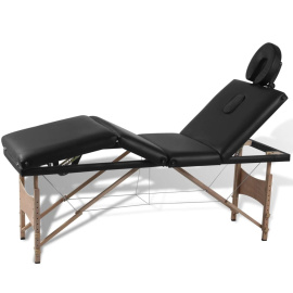 vidaXL Černý skládací masážní stůl se 4 zónami a dřevěný rám