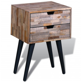 Noční stolek se 2 zásuvkami recyklované teakové dřevo 