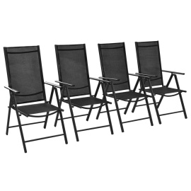 vidaXL Skládací zahradní židle 4 ks hliník a textilen černé