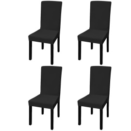 vidaXL Hladké strečové potahy na židle 4 ks černé (131419)
