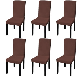 vidaXL Hladké strečové potahy na židle 6 ks hnědé