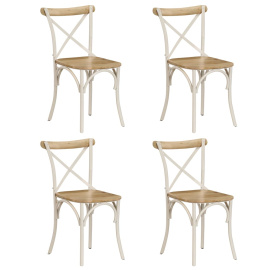vidaXL Židle s křížem 4 ks bílé masivní mangovníkové dřevo (278771)