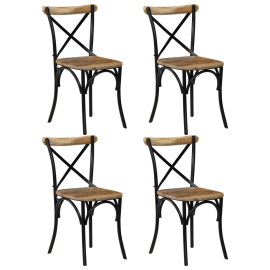 vidaXL Židle s křížem 4 ks černé masivní mangovníkové dřevo (278773)
