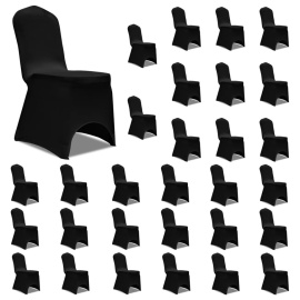 vidaXL Potahy na židle napínací černé 30 ks (3051640)