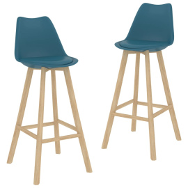vidaXL Barové stoličky 2 ks tyrkysové PP a masivní bukové dřevo (287261)