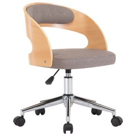 vidaXL Otočná kancelářská židle taupe ohýbané dřevo a textil (3054847)