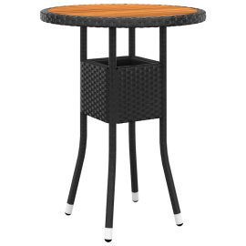 vidaXL Zahradní stůl Ø 60 x 75 cm akáciové dřevo a polyratan černý