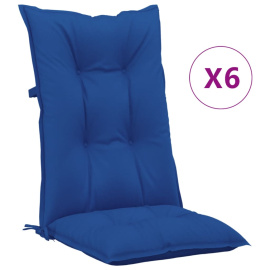 vidaXL Podušky na židli vysoké opěradlo 6ks královsky modré 120x50x7cm (314265)