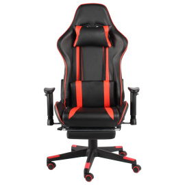 Otočná herní židle s podnožkou červená PVC