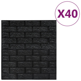 vidaXL 3D tapeta cihly samolepící 40 ks černá (150726)