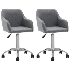 vidaXL Otočné jídelní židle 2 ks světle šedé textil (330633)