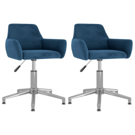 vidaXL Otočné jídelní židle 2 ks modré samet (331095)