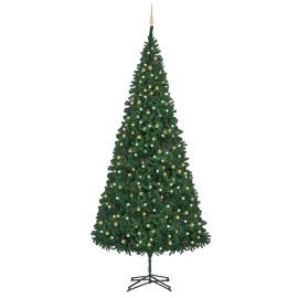 vidaXL Umělý vánoční stromek s LED a sadou koulí 500 cm zelený (3077792)