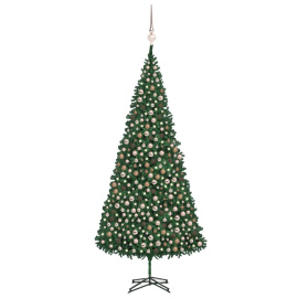 vidaXL Umělý vánoční stromek s LED a sadou koulí 500 cm zelený (3077840)