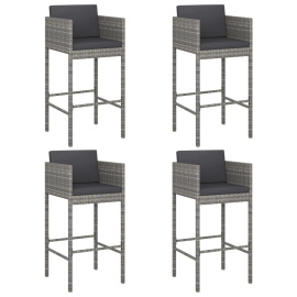 vidaXL Barové stoličky 4 ks s poduškami šedé polyratan (316677)