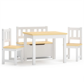 4dílná sada dětského stolu a židlí bílá a béžová MDF