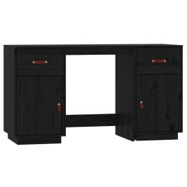 vidaXL Psací stůl se skříňkami černý 135x50x75 cm masivní borové dřevo
