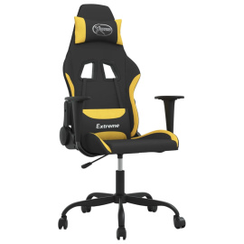 vidaXL Masážní herní židle černá a žlutá textil