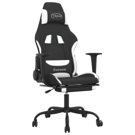 vidaXL Herní židle s podnožkou černá a bílá textil