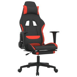 vidaXL Herní židle s podnožkou černá a červená textil