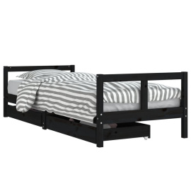 vidaXL Dětská postel se zásuvkami černá 80x200 cm masivní borové dřevo (834407)