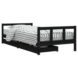 vidaXL Dětská postel se zásuvkami černá 90x200 cm masivní borové dřevo (834410)