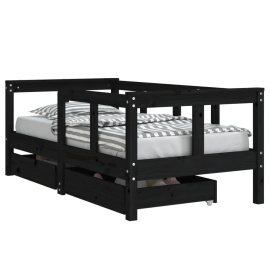 vidaXL Dětská postel se zásuvkami černá 70x140 cm masivní borové dřevo (834413)
