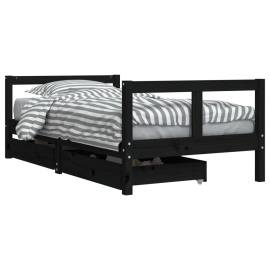 vidaXL Dětská postel se zásuvkami černá 80x160 cm masivní borové dřevo (834416)