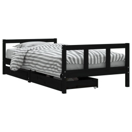 vidaXL Dětská postel se zásuvkami černá 90x190 cm masivní borové dřevo (834419)