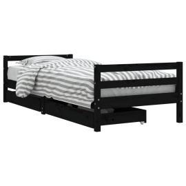 vidaXL Dětská postel se zásuvkami černá 80x200 cm masivní borové dřevo (834437)