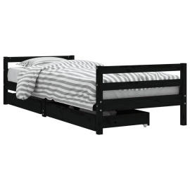 vidaXL Dětská postel se zásuvkami černá 90x200 cm masivní borové dřevo (834440)