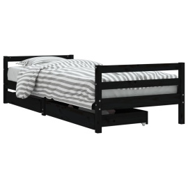vidaXL Dětská postel se zásuvkami černá 90x190 cm masivní borové dřevo (834449)