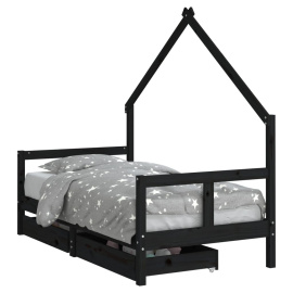 vidaXL Dětská postel se zásuvkami černá 80x160 cm masivní borové dřevo (834545)