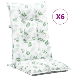 vidaXL Podušky na židli vysoké opěradlo 6 ks vzor listů 120x50x7 cm (360283)