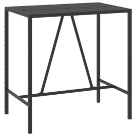 vidaXL Barový stůl se skleněnou deskou černý 110x70x110 cm polyratan