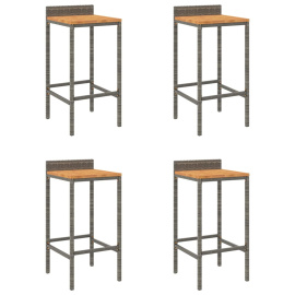 vidaXL Barové stoličky 4 ks šedé polyratan a masivní akáciové dřevo (362605)