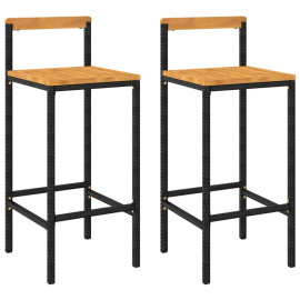vidaXL Barové stoličky 2 ks černé polyratan a masivní akáciové dřevo (362606)