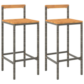 vidaXL Barové stoličky 2 ks šedé polyratan a masivní akáciové dřevo (362607)