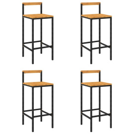vidaXL Barové stoličky 4 ks černé polyratan a masivní akáciové dřevo (362608)