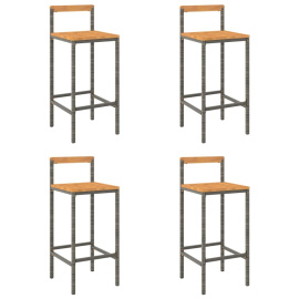 vidaXL Barové stoličky 4 ks šedé polyratan a masivní akáciové dřevo (362609)