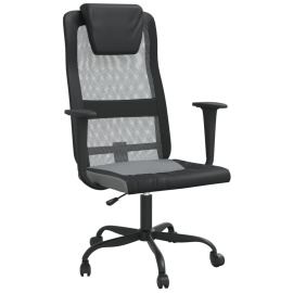vidaXL Kancelářská židle šedá a černá síťovina a umělá kůže (353022)