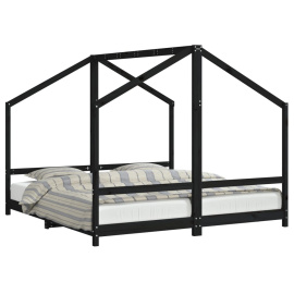 vidaXL Dětská postel černá 2x (90 x 190) cm masivní borové dřevo (3200600)