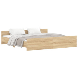vidaXL Rám postele s hlavovým a nožním čelem dub sonoma 200 x 200 cm (3203735)